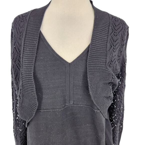 SALE Requirements Black Top with Attached Open Front Shrug Front Size Medium - Picture 6 of 7